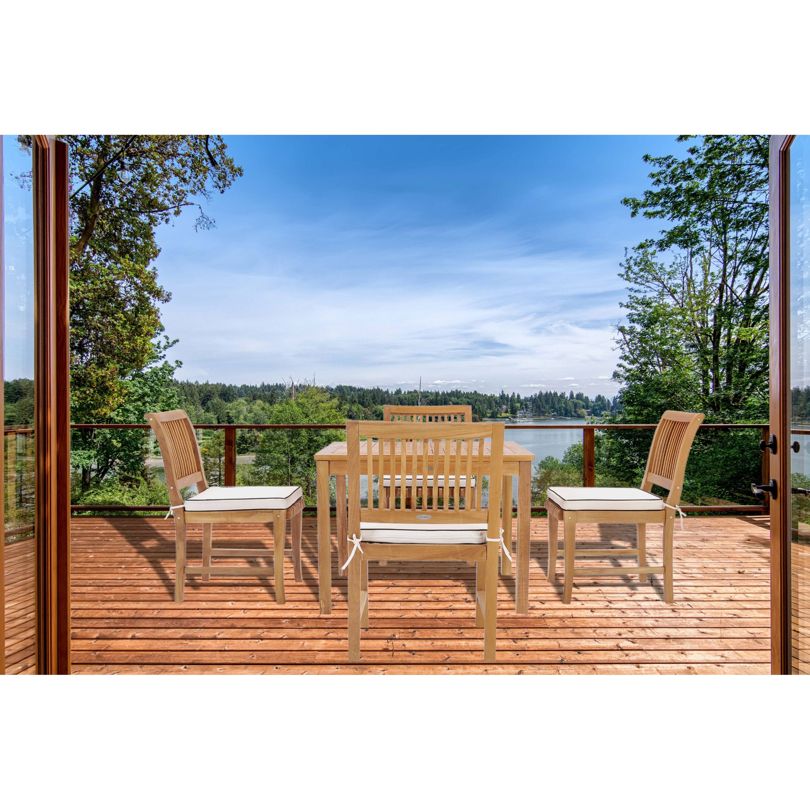 Chic Teak 5 Piece Teak Wood Florence Bistro Dining Set including 35